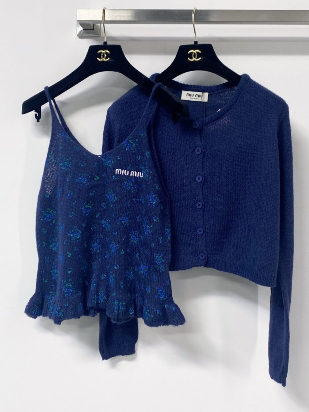 Miu Miu 2‑Piece Floral Knit Set | Cardigan + Cami Coquette Matching Outfit
